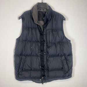 LL Bean Vtg Puffer Vest Black Fleece Lined Zip Front Quilted Mens Size XL